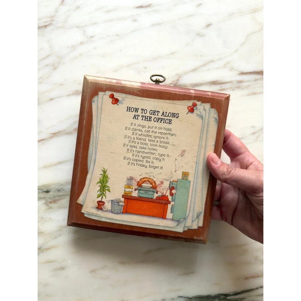 Vintage 1980 Hallmark Maxine How to Get Along at the Office Wood Plaque